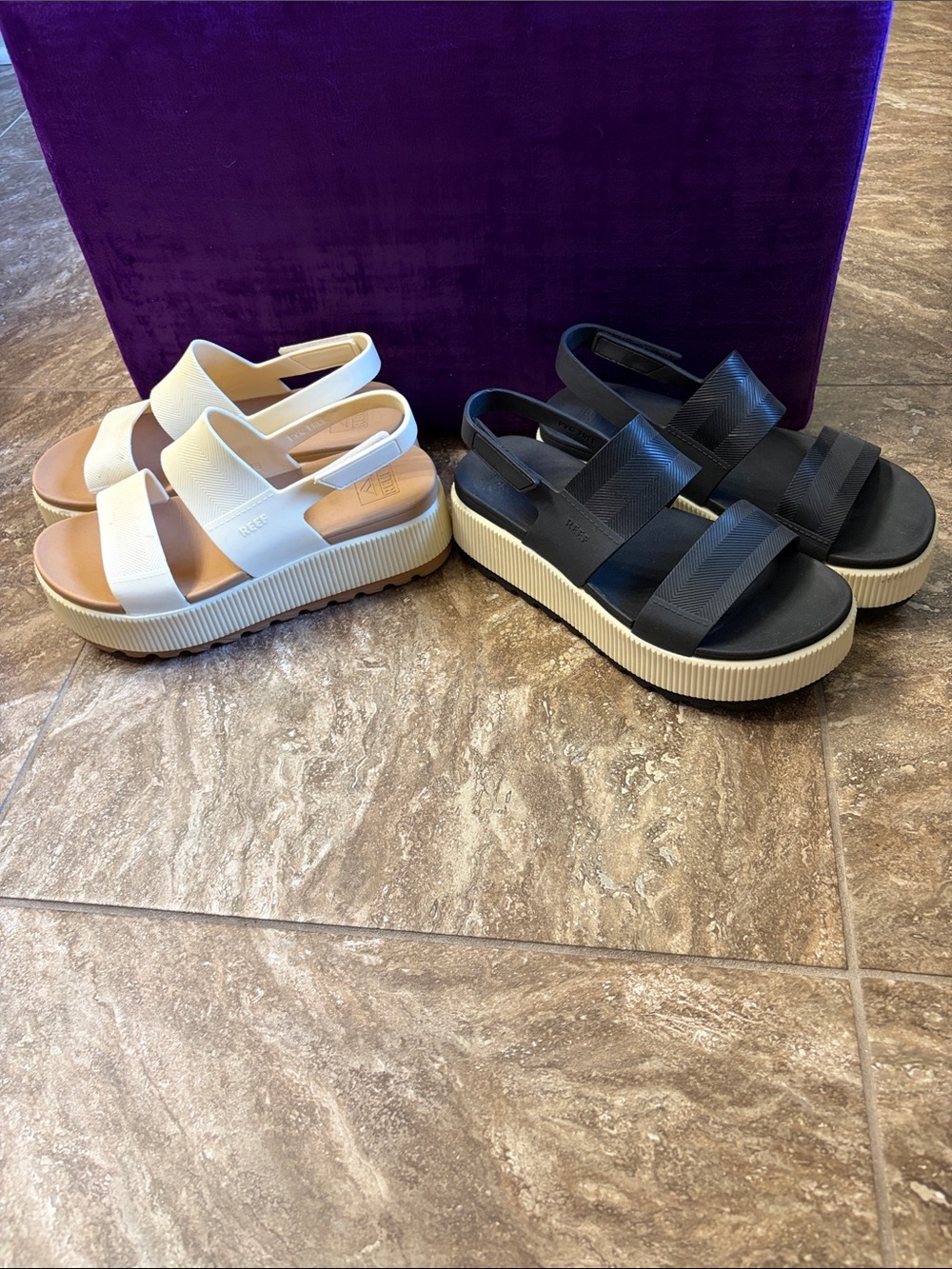 Platform Slingback Sandals - Black / White